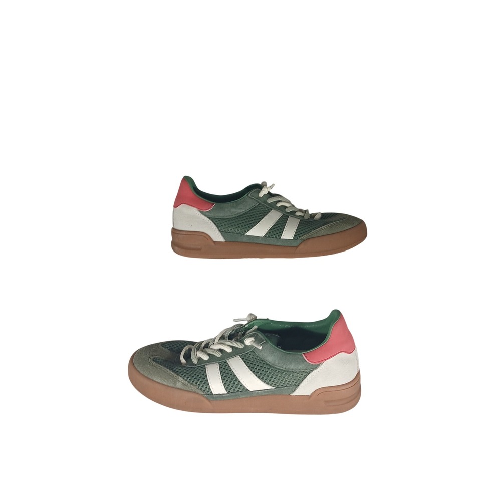 Steve Madden Low Top Sneakers 9 Green Retro Mesh Suede Gum Sole Blokecore
